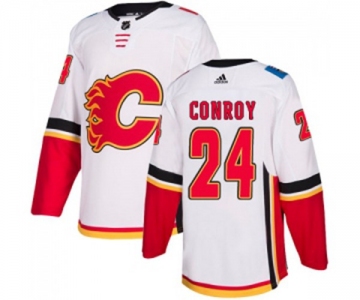 Women Calgary Flames #24 Craig Conroy Authentic White Away Hockey Jersey