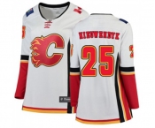 Women Calgary Flames #25 Joe Nieuwendyk Authentic White Away Fanatics Branded Breakaway Hockey Jersey