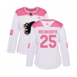 Women Calgary Flames #25 Joe Nieuwendyk Authentic White Pink Fashion Hockey Jersey