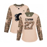 Women Calgary Flames #27 Austin Czarnik Authentic Camo Veterans Day Practice Hockey Jersey