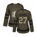 Women Calgary Flames #27 Austin Czarnik Authentic Green Salute to Service Hockey Jersey