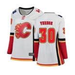 Women Calgary Flames #30 Mike Vernon Authentic White Away Fanatics Branded Breakaway Hockey Jersey