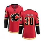 Women Calgary Flames #30 Mike Vernon Fanatics Branded Red Home Breakaway Hockey Jersey