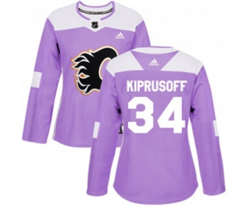 Women Calgary Flames #34 Miikka Kiprusoff Authentic Purple Fights Cancer Practice Hockey Jersey