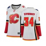 Women Calgary Flames #34 Miikka Kiprusoff Authentic White Away Fanatics Branded Breakaway Hockey Jersey