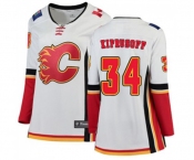 Women Calgary Flames #34 Miikka Kiprusoff Authentic White Away Fanatics Branded Breakaway Hockey Jersey