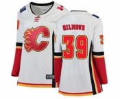 Women Calgary Flames #39 Doug Gilmour Authentic White Away Fanatics Branded Breakaway Hockey Jersey