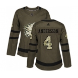 Women Calgary Flames #4 Rasmus Andersson Authentic Green Salute to Service Hockey Jersey