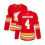 Women Calgary Flames #4 Rasmus Andersson Authentic Red Alternate Hockey Jersey