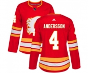 Women Calgary Flames #4 Rasmus Andersson Authentic Red Alternate Hockey Jersey