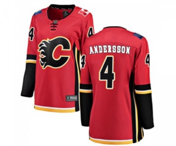 Women Calgary Flames #4 Rasmus Andersson Authentic Red Home Fanatics Branded Breakaway Hockey Jersey