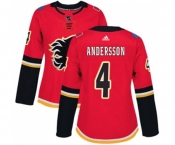 Women Calgary Flames #4 Rasmus Andersson Authentic Red Home Hockey Jersey