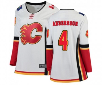 Women Calgary Flames #4 Rasmus Andersson Authentic White Away Fanatics Branded Breakaway Hockey Jersey