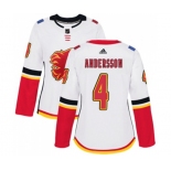 Women Calgary Flames #4 Rasmus Andersson Authentic White Away Hockey Jersey