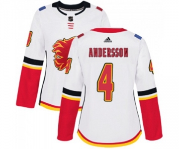 Women Calgary Flames #4 Rasmus Andersson Authentic White Away Hockey Jersey