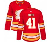 Women Calgary Flames #41 Mike Smith Authentic Red Alternate Hockey Jersey