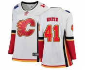 Women Calgary Flames #41 Mike Smith Authentic White Away Fanatics Branded Breakaway Hockey Jersey