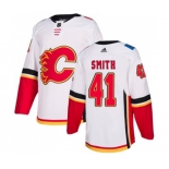 Women Calgary Flames #41 Mike Smith Authentic White Away Hockey Jersey