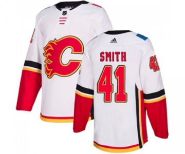 Women Calgary Flames #41 Mike Smith Authentic White Away Hockey Jersey