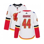 Women Calgary Flames #44 Tyler Graovac Authentic White Away Hockey Jersey