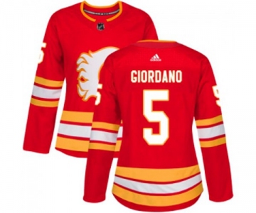 Women Calgary Flames #5 Mark Giordano Authentic Red Alternate Hockey Jersey