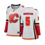 Women Calgary Flames #5 Mark Giordano Authentic White Away Fanatics Branded Breakaway Hockey Jersey