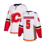 Women Calgary Flames #5 Mark Giordano Authentic White Away Hockey Jersey