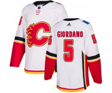 Women Calgary Flames #5 Mark Giordano Authentic White Away Hockey Jersey