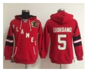 Women Calgary Flames #5 Mark Giordano Red Old Time Heidi NHL Hoodie