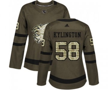 Women Calgary Flames #58 Oliver Kylington Authentic Green Salute to Service Hockey Jersey