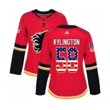 Women Calgary Flames #58 Oliver Kylington Authentic Red USA Flag Fashion Hockey Jersey