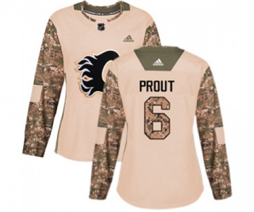 Women Calgary Flames #6 Dalton Prout Authentic Camo Veterans Day Practice Hockey Jersey