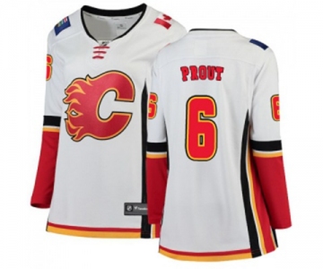 Women Calgary Flames #6 Dalton Prout Authentic White Away Fanatics Branded Breakaway Hockey Jersey