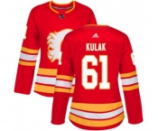 Women Calgary Flames #61 Brett Kulak Authentic Red Alternate Hockey Jersey