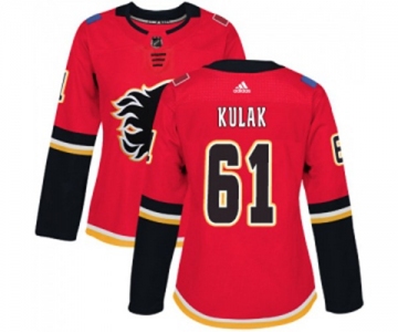 Women Calgary Flames #61 Brett Kulak Authentic Red Home Hockey Jersey