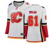 Women Calgary Flames #61 Brett Kulak Authentic White Away Fanatics Branded Breakaway Hockey Jersey