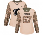 Women Calgary Flames #67 Michael Frolik Authentic Camo Veterans Day Practice Hockey Jersey