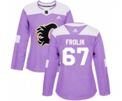 Women Calgary Flames #67 Michael Frolik Authentic Purple Fights Cancer Practice Hockey Jersey