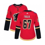 Women Calgary Flames #67 Michael Frolik Authentic Red Home Hockey Jersey