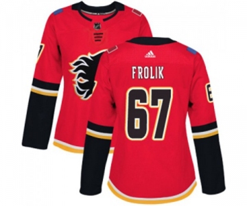 Women Calgary Flames #67 Michael Frolik Authentic Red Home Hockey Jersey