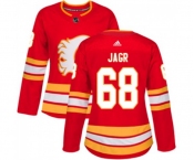 Women Calgary Flames #68 Jaromir Jagr Authentic Red Alternate Hockey Jersey