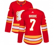 Women Calgary Flames #7 TJ Brodie Authentic Red Alternate Hockey Jersey