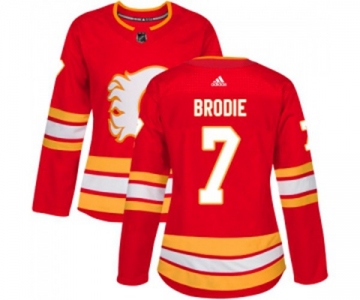 Women Calgary Flames #7 TJ Brodie Authentic Red Alternate Hockey Jersey