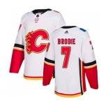 Women Calgary Flames #7 TJ Brodie Authentic White Away Hockey Jersey