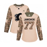 Women Calgary Flames #77 Mark Jankowski Authentic Camo Veterans Day Practice Hockey Jersey