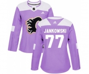 Women Calgary Flames #77 Mark Jankowski Authentic Purple Fights Cancer Practice Hockey Jersey