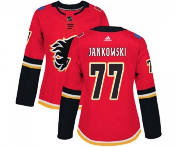 Women Calgary Flames #77 Mark Jankowski Authentic Red Home Hockey Jersey