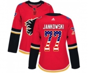 Women Calgary Flames #77 Mark Jankowski Authentic Red USA Flag Fashion Hockey Jersey