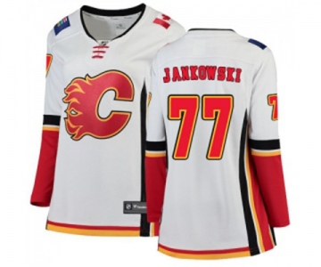 Women Calgary Flames #77 Mark Jankowski Authentic White Away Fanatics Branded Breakaway Hockey Jersey