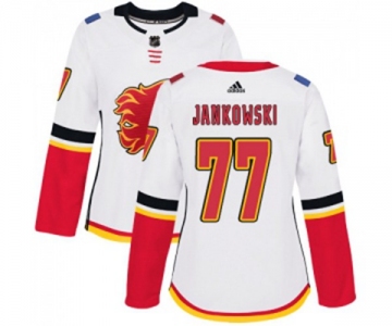 Women Calgary Flames #77 Mark Jankowski Authentic White Away Hockey Jersey